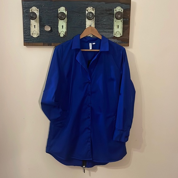 Katherine Barclay Cobalt Blue Button-Down Shirt with Back Zipper Size Large - Picture 5 of 14